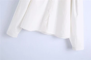 Mujer Elegante Bordado De Flores Camisa 2020 De La Moda De Las Señoras De Giro Hacia Abajo Del Cuello De La Camisa De Ropa De Mujer Suelta Tops Niñas Elegante Blusa
