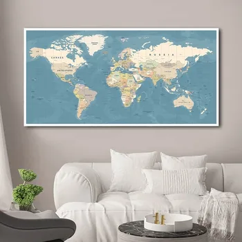 Mundo moderno Mapa Decorativos de la Imagen de la Lona de Arte de Pared de Imágenes para el Estudio Moderno de la Oficina de Decoración de la Habitación de Cuadros Posters y Impresiones 22070