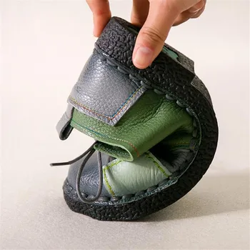 MVVJKE de las Mujeres Zapatos hechos a Mano de Cuero Genuino Plana Madre de Cordón de Zapatos de Mujer Mocasines Suave Casual Zapatos de las Mujeres de Pisos