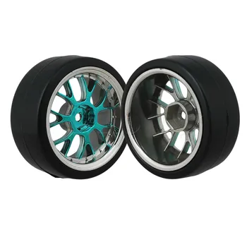 Mxfans 4 x Deriva de los Neumáticos Y la Y la Forma Azul Buje de la Rueda de Aleación para RC 1:10 Drift Coche de Plástico Negro 3451