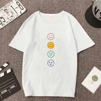 Más el Tamaño de S-5XL T-Shirt Nuevo Bloque de Impresión de la Camiseta de las Mujeres Camisas de Algodón O de Cuello de Manga Corta Camisetas Camisetas Divertidas Camiseta Casual 66678