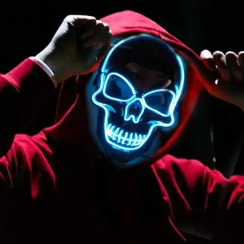 Máscara de Horror de Halloween Negro Thriller Sangriento de la Cabeza Brillante Máscara LED de Baile de Halloween de Miedo, la Máscara de Halloween Fiesta de Utilería