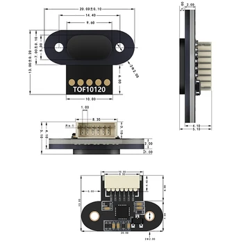 Módulo del Sensor de rango de 10-180 cm de Distancia del Sensor Tof10120 Sensor de Distancia Uart, I2C Salida 3-5V Interfaz Rs232 para Arduino Tof05140