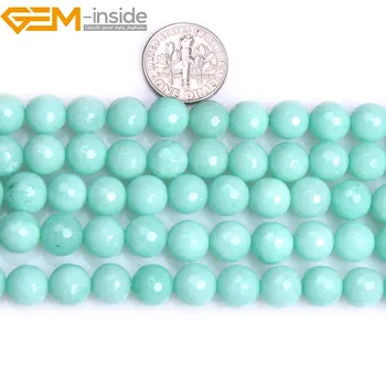 Natural de Amazonita Azul Jades Facetas de Bolas Para la Fabricación de Joyas de 6mm 8mm de 15 pulgadas DIY Envío Gratis Mayorista