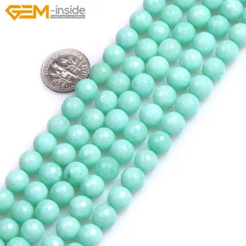 Natural de Amazonita Azul Jades Facetas de Bolas Para la Fabricación de Joyas de 6mm 8mm de 15 pulgadas DIY Envío Gratis Mayorista