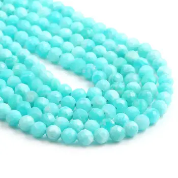 Natural de Cuentas de Piedra Pequeñas Perlas Facetadas de Amazonita de 4,5 mm de Sección Suelta Perlas para la Joyería del Collar DIY Pulsera (38cm)
