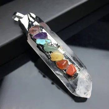 Natural de la Piedra Original, el Encanto de la Joyería de Energía de Cristal Pilar Irregular Siete Chakras Pequeño Colgante DIY Collar de Accesorios