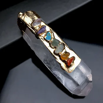 Natural de la Piedra Original, el Encanto de la Joyería de Energía de Cristal Pilar Irregular Siete Chakras Pequeño Colgante DIY Collar de Accesorios