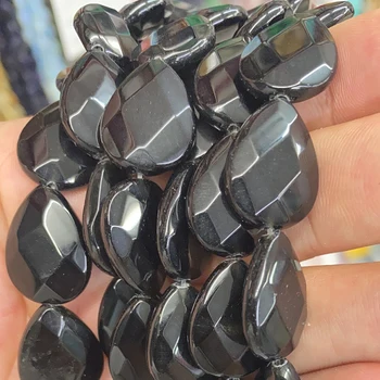 Natural de Piedra Facetada Negro Ágata, Perlas de 8*11 MM 13*18MM Onyx Suelto Espaciador Perlas para la Joyería de Bricolaje Pulsera Collar de 15 Pulgadas 1844
