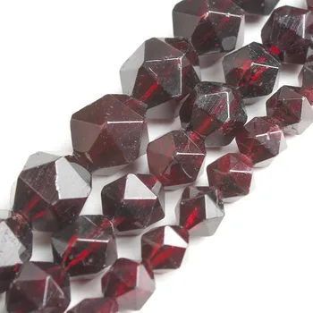 Natural Facetado de color Rojo Oscuro, Granate Para la Fabricación de Joyas de la Ronda de Piedra Suelta Perlas de Bricolaje Pulsera del Collar de la 15inches 6 8 10 mm de Bolas de piedras preciosas