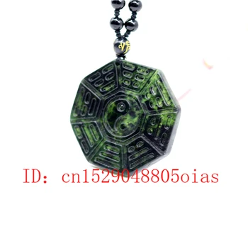 Natural Negro Verde de Jade, Obsidiana Tai Chi Chismes Colgante de Perlas Collar de la Joyería Fina Tallada Amuleto de la Moda Encanto Regalos para Mujeres 53035