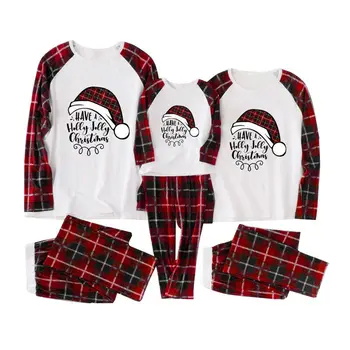 Navidad de la familia de Cuadros Pijama Conjunto de Ropa de la Familia Adulto Niños Pijamas de Bebé Mameluco de Santa Pijamas de NAVIDAD de la Familia coincidir la Ropa