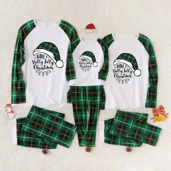 Navidad de la familia de Cuadros Pijama Conjunto de Ropa de la Familia Adulto Niños Pijamas de Bebé Mameluco de Santa Pijamas de NAVIDAD de la Familia coincidir la Ropa