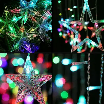 Navidad Luces de Hadas Guirnalda Led Cadena de Luces de Estrellas Garland en la Cortina de la Ventana Interior del Árbol de la Decoración de Halloween de la Boda de Luz