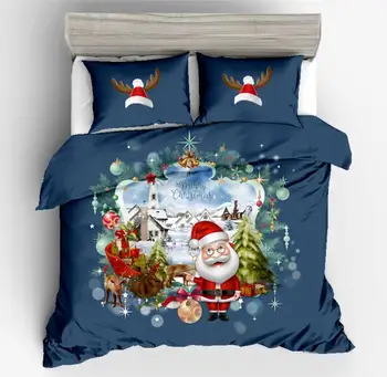 Navidad ropa de Cama Conjuntos de Ciervo Impreso Duvet Cover Set de 2/3 de Doble Queen King Ropa de cama Ropa de Cama(Sin Hoja No Llenado)