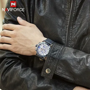 Naviforce 2018 Nueva Moda Relojes Para Hombre Militray Deporte Del Cuarzo De Los Hombres Reloj De Cuero De La Fecha De La Semana Las 24 Horas De Relojes Relogio Masculino