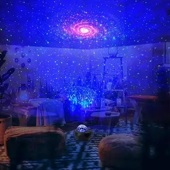 Nebulosa de la Galaxia Proyector Lámpara de Noche Universo de Estrellas en el Cielo de la Lámpara del Proyector de las olas del mar con Música Bluetooth Altavoz Para los Niños del Regalo del Bebé