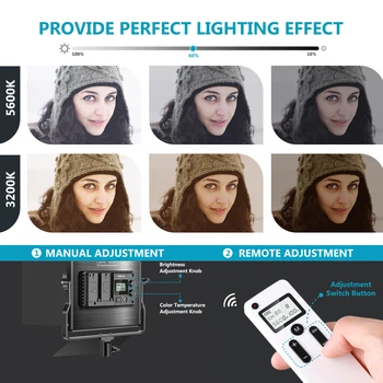 Neewer Avanzada de 2,4 G 660 Luz de Vídeo LED, de intensidad Regulable Bi-Color LED del Panel con Pantalla LCD+2.4 G Inalámbrico Remoto para el Retrato de Producto