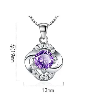 NEHZY 925 de la plata esterlina de las nuevas mujeres de la moda de joyería púrpura de cristal de circón de trébol de cuatro hojas de la flor colgante, collar de longitud 45CM