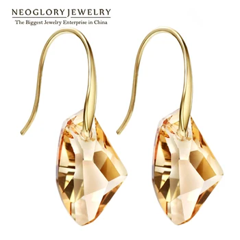 Neoglory Amarillo Cristal Austriaco Encanto Cuelgan Pendientes de la Gota de las Mujeres de la Moda Nupcial de Regalo de la Joyería de 2020 Nueva Marca de Moda JS9