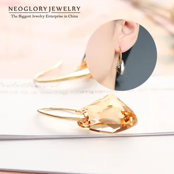 Neoglory Amarillo Cristal Austriaco Encanto Cuelgan Pendientes de la Gota de las Mujeres de la Moda Nupcial de Regalo de la Joyería de 2020 Nueva Marca de Moda JS9