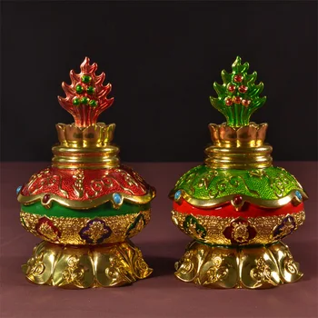 Nepal De Alto Grado De Aleación De Lotus Atesorado Jarrón Fantástico Exquisita De Colores De Dibujo Budismo Suministros Hermosa Talla De La Decoración