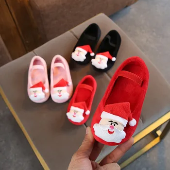 Niña de la Navidad Zapatos de Regalo de Navidad de Invierno Cálido Santa Claus antideslizante zapatillas Lindo de Navidad Bebé Cubierta Suave de los Zapatos de los Niños