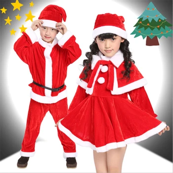 Niño de los Niños de las Niñas de Bebé Arco de Navidad Ropa de Fiesta de Disfraces Vestidos+Sombrero Traje de Algodón Mezclado con un Vestido Rojo set de regalos para niños