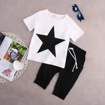 Niño Niños Ropa de Niños del Bebé Star T-shirt Tops, Pantalones Harem, 2pcs Trajes Conjunto de Ropa 2-7Y