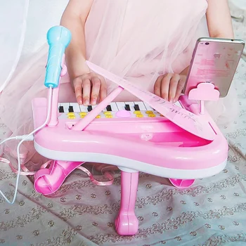 Niño pequeño Piano de Juguete Teclado de color Rosa para las Niñas Regalo de Cumpleaños 1 2 3 4 Años de Edad los Niños De 24 Teclas Multifuncionales Piano de Juguete