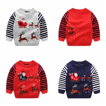 Niño Suéter de las Niñas Otoño Invierno Bebé Niño Niña Jersey Ropa de abrigo Niños de Algodón Suéter de Navidad para 2 a 8 Años 2019