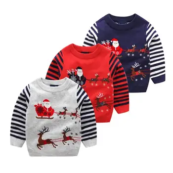 Niño Suéter de las Niñas Otoño Invierno Bebé Niño Niña Jersey Ropa de abrigo Niños de Algodón Suéter de Navidad para 2 a 8 Años 2019
