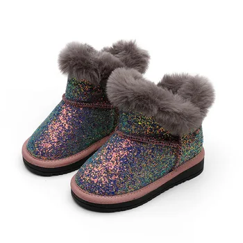 Niños botas cortas 2020 invierno nuevas chicas de moda glitter botas de nieve de medianos y pequeños de los niños no-slip de algodón salvaje botas