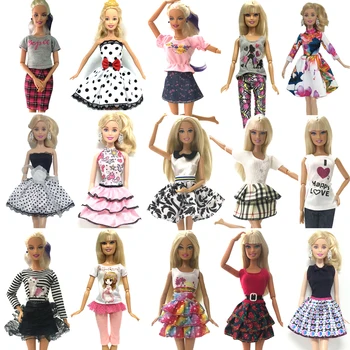NK 10 Set/Lote de la Mezcla de Estilo más reciente de la Muñeca de Vestido de Fiesta Hermosa Ropa de Moda Vestido Para Muñeca Barbie Girls' del Regalo del Bebé Juguetes DZ