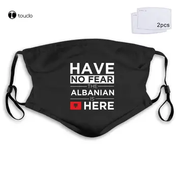 No tienen Miedo de que El albanés Es Aquí Orgullo Orgullosos de Albania DE los Hombres de la Cara de la Máscara de Filtro del Bolsillo de Tela Reutilizable Lavable