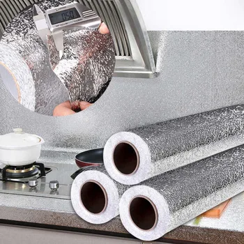Nuelife Aceite-prueba, a prueba de humedad artefacto auto-adhesivo grueso del gabinete a prueba de humedad de aluminio, papel impermeable cocina pegatinas