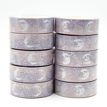 Nueva 10pcs/set 15MM*10M de la Lámina de Oro de la Luna Lunar Eclipse Diseños de Washi Tape Amplia Pegajoso de la Cinta Adhesiva de Scrapbooking Cinta Decorativa