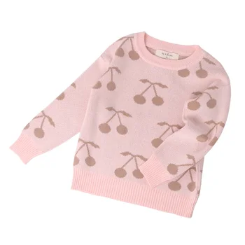 Nueva 2019 Primavera Otoño De Diseño Del Nuevo Bebé Niñas Niños Suéter Patrón De La Cereza Dulce A Los Niños Tops Niñas Niños Suéter
