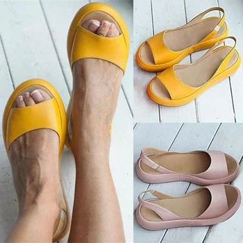 Nueva 2020 Color Caramelo De Las Mujeres Sandalias Chanclas De Verano De Roma Slip-On Transpirable Antideslizante Zapatos De Mujer Diapositivas Sólido Casual Femenina