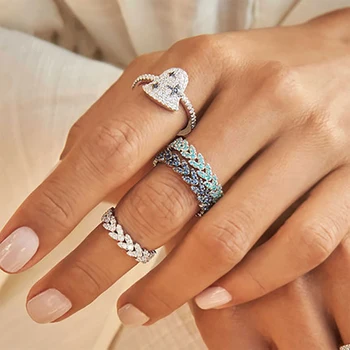 Nueva campana tragar con incrustaciones de diamante de la personalidad temperamento coreano diamante ins retro fresco anillo de las mujeres pueden usar joyería de la marca