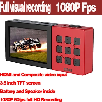 Nueva Ezcap 273 HD de Captura de Vídeo de 1080P TFT de 3,5 Pulgadas, Construido En la Batería y el Altavoz 1080P 60 fps full HD de Grabación