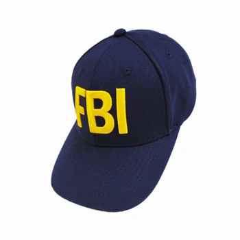 Nueva FBI Carta de color Amarillo Bordado de la Gorra de Béisbol de Hip Hop de la Moda al aire libre, Sombrilla para el sol Sombrero Azul Oscuro Ajustable Tapa de Deportes