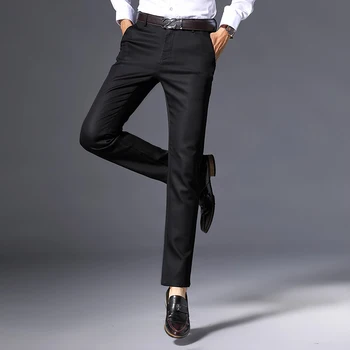Nueva Llegada De La Marca De Los Hombres Pantalones De Alta Calidad Clásicos De La Moda Slim Negocio De Negro Para Hombre Casual De Longitud Completa De Algodón Pantalones Masculinos