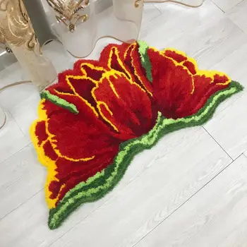 Nueva llegada del color brillante de arte alfombra para el felpudo para la puerta de la alfombra de la puerta de tulipanes 80*60 cm