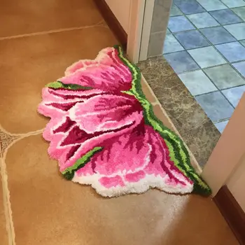 Nueva llegada del color brillante de arte alfombra para el felpudo para la puerta de la alfombra de la puerta de tulipanes 80*60 cm