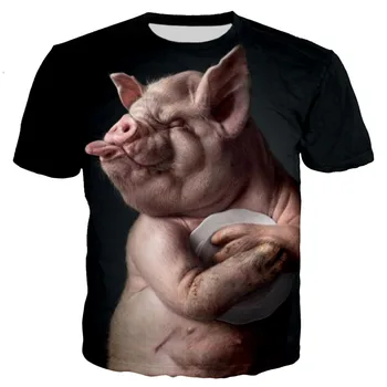 Nueva llegada popular Novedad animal perro cerdo vaca serie de camiseta de los hombres las mujeres de la impresión 3D de harajuku estilo camiseta tops de verano