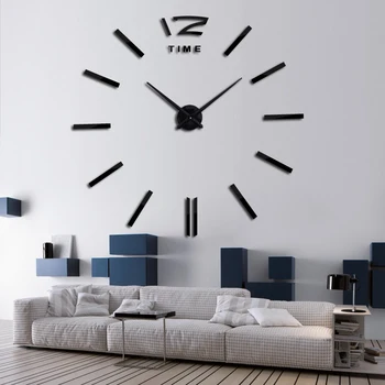 Nueva llegada relojes de Cuarzo Breve relojes 3d real gran reloj de pared se apresuraron espejo pegatinas diy sala de estar DESCUENTOS Aún la vida