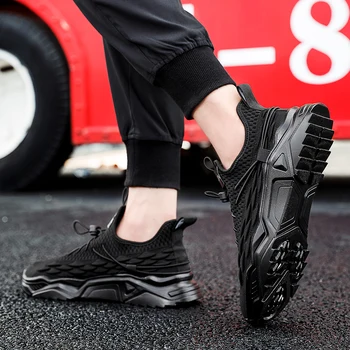 Nueva Malla de los Hombres Casual Zapatos de cordones de los Zapatos de los Hombres Ligero, Cómodo, Transpirable Caminar Zapatillas de Goma Suave Antideslizante en la parte Inferior