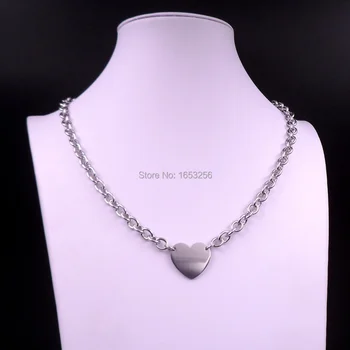 Nueva marca de Joyería de acero inoxidable Lindo Gran Corazón Etiqueta Colgante, Collar Suave Oval de la cadena de 8 mm 22