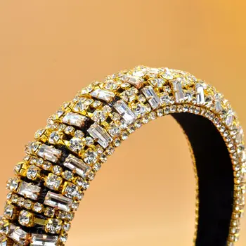 Nueva moda Bling Diademas de diamantes de imitación de Oro de Cristal de Diadema Geométricas Diadema de Diamantes para las Mujeres Accesorios para el Cabello